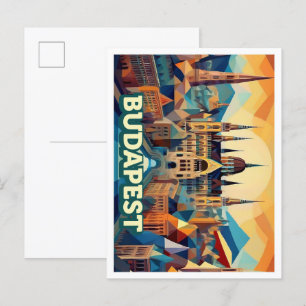 Cartão Postal Budapest Hungria Viagem artística colorido