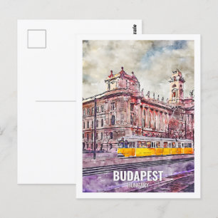 Cartão Postal Budapest Hungria Viagem Place Watercolor