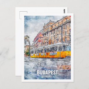 Cartão Postal Budapest Hungria Viagem Place Watercolor