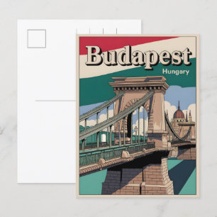 Cartão Postal budapest hungria vintage elizabeth bridge