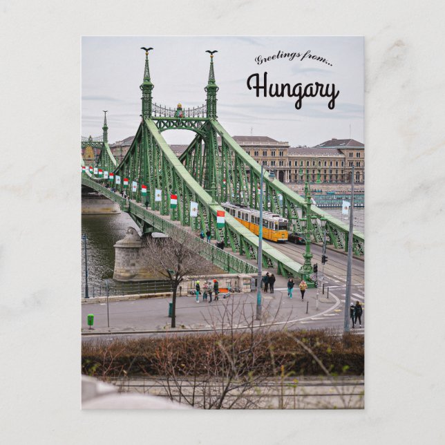 Cartão Postal Budapest Liberty Bridge and Tram Hungary (Frente)