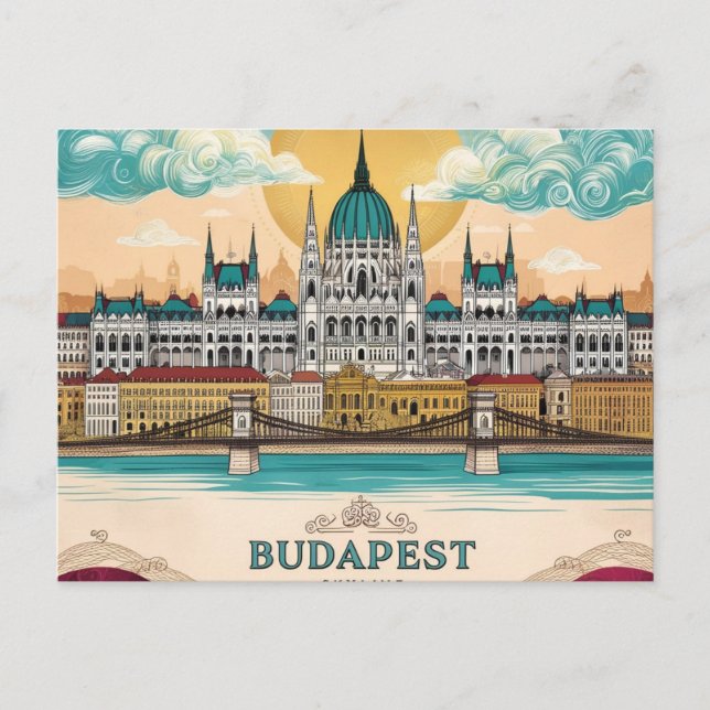 Cartão Postal Budapest Skyline Viagem Captivation Trabalho de ar (Frente)