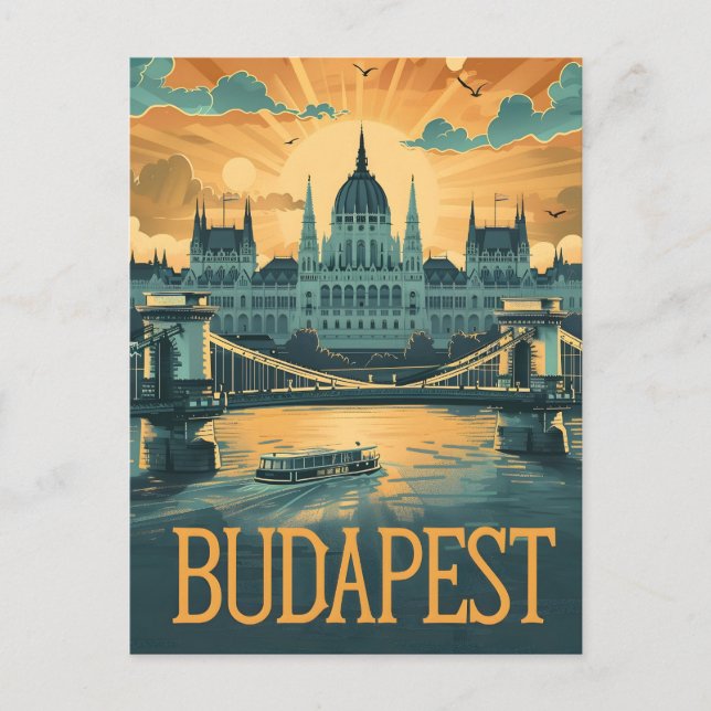 Cartão Postal Budapest Vintage Art (Frente)