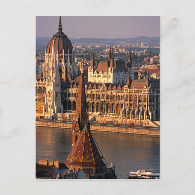 Cartão Postal Budapeste, Hungria, Rio Danúbio, Parlamento (Frente)