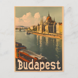 Cartão Postal Budapeste: Rio Danúbio e Vintage do Parlamento