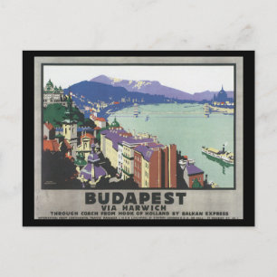 Cartão Postal Budapeste via Harwich_Viagens vintage Poster