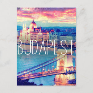 Cartão Postal Budapeste - vintage-poster