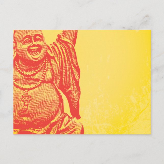 Cartão Postal Buddha de riso (vermelho) (Frente)