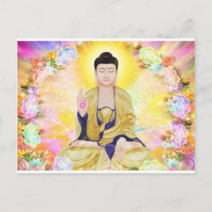Cartão Postal Buddha Surrounded by Flowers
