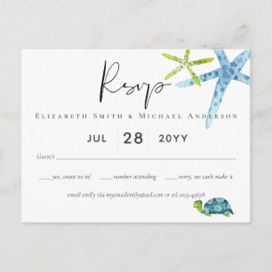 Cartão Postal BUDG Chá de fraldas Mar Vida Octopus Starfish