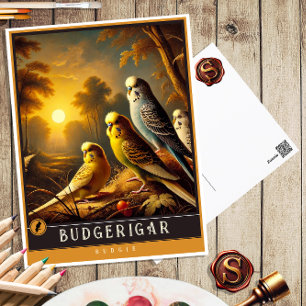 Cartão Postal Budgerigar Cartão-postal para animais de cunhage