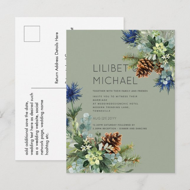 Cartão Postal BUDGET Blue Thiste Weds (Frente/Verso)