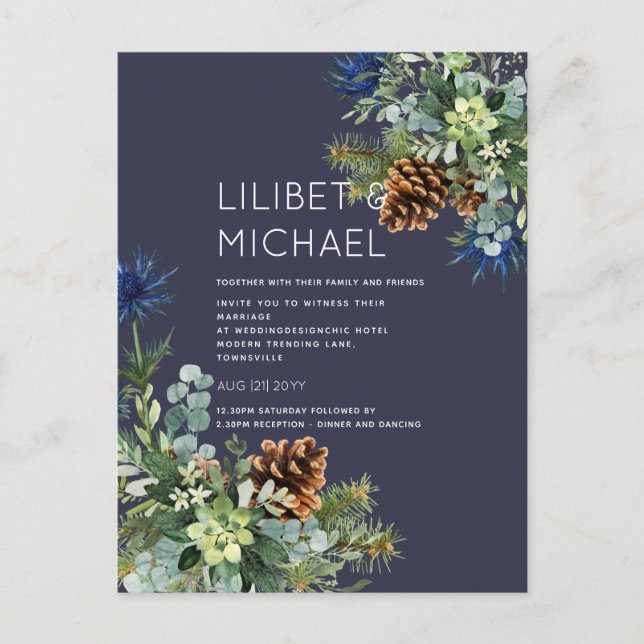 Cartão Postal BUDGET Blue Thiste Weds (Frente)