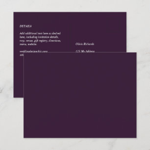 Cartão Postal BUDGET Casamento PLUM PURPLE Monocromo Simples