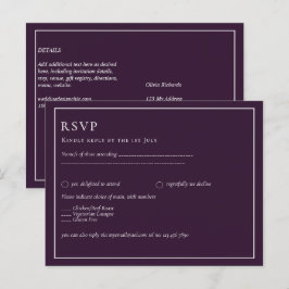 Cartão Postal BUDGET Casamento PLUM PURPLE Monocromo Simples