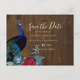 Cartão Postal BUDGET Peacock Blue Burgundy Casamento outono