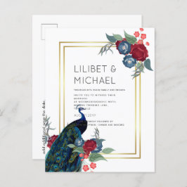 Cartão Postal BUDGET Peacock Blue Burgundy Casamento outono