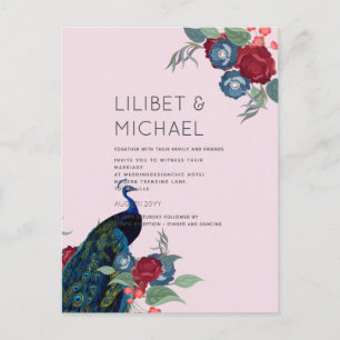 Cartão Postal BUDGET Peacock Blue Burgundy Casamento outono de i