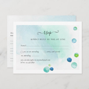 Cartão Postal BUDGET RSVP Sea Glass Modern Abstrato Casamento