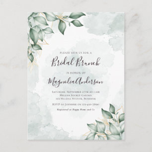 Cartão Postal BUDGET Watercolor Eucalyptus Bridal Brunch