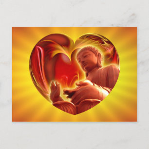 Cartão Postal BUDHA Heart   Brilho amarelo