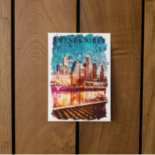 Cartão Postal Buenos Aires Argentina Skyline por Night City View