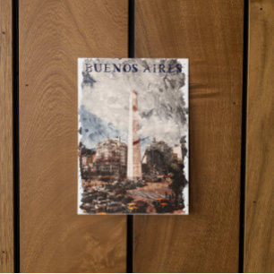 Cartão Postal Buenos Aires Argentina Skyline Watercolor