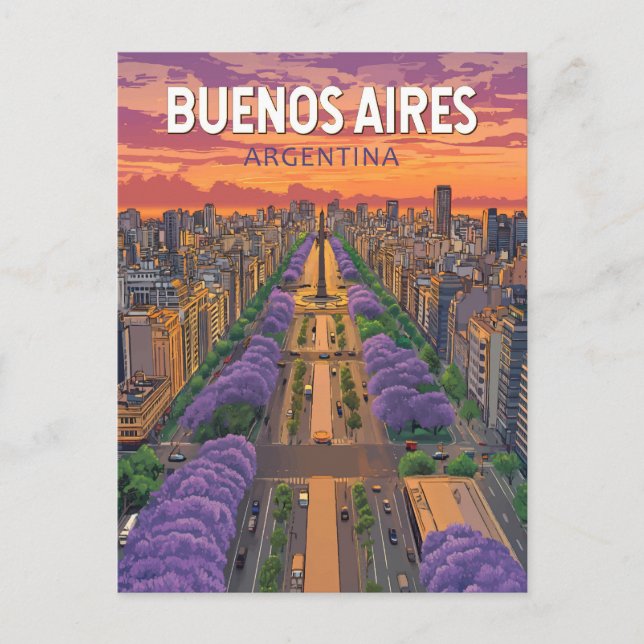 Cartão Postal Buenos Aires Argentina Viagem Arte Vintage (Frente)