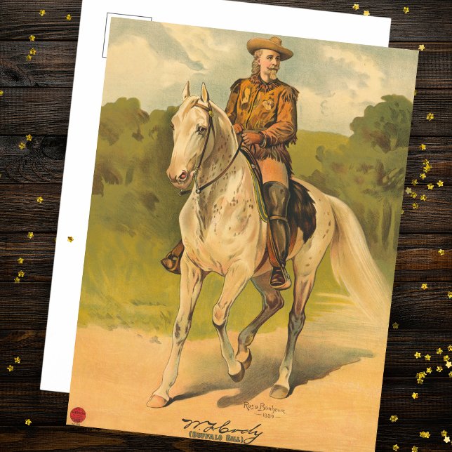 Cartão Postal Buffalo Bill Cody sobre Cavalo (Criador carregado)