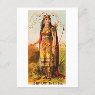 Cartão Postal Buffalo Bill Handsomest Indian Maiden 1880