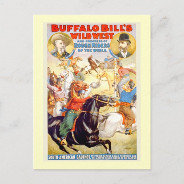 Cartão Postal Buffalo Bill Wild West Show Poster, presentes (Frente)