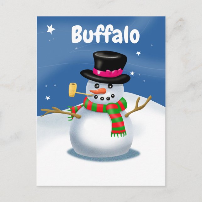 Cartão Postal Buffalo Snowman (Frente)