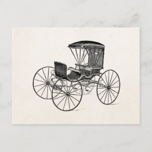 Cartão Postal Buggy Antiquado Desenhado em Cavalo Vintage dos an