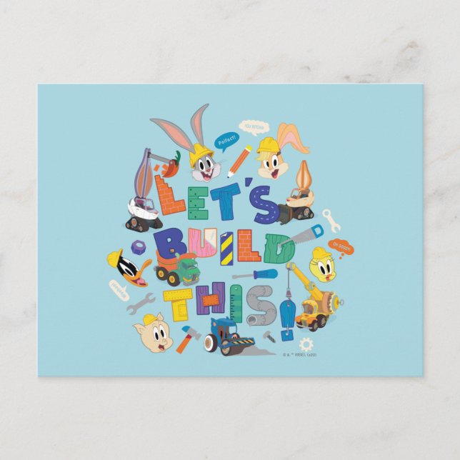 Cartão Postal BUGS BUNNY BUILDERS™| Colagem "Vamos Construir Ist (Frente)