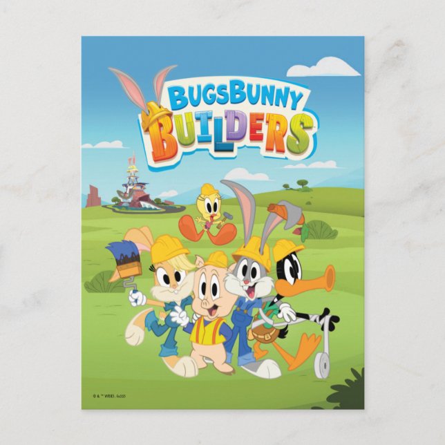 Cartão Postal BUGS BUNNY BUILDERS™| O Grupo Looney Builders (Frente)