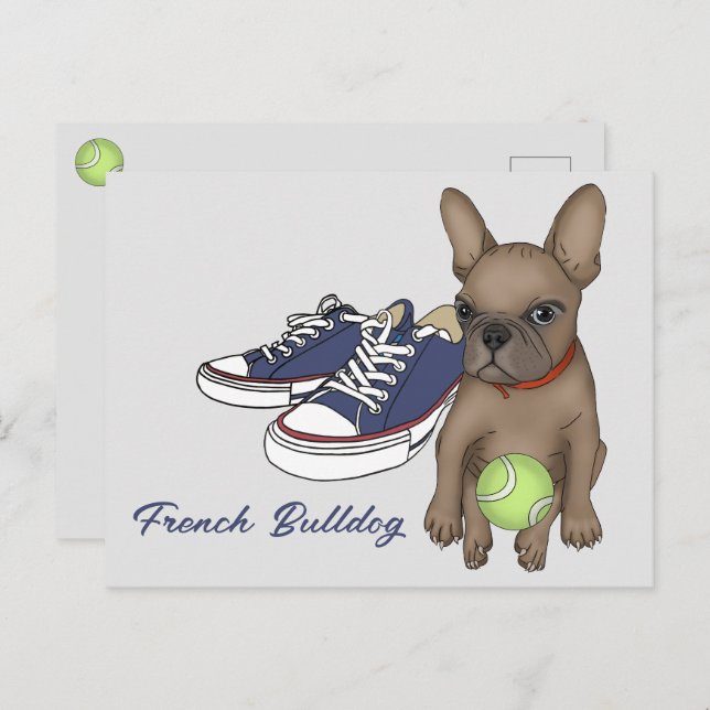 Cartão Postal Buldogue Francês (Frente/Verso)