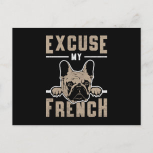 Cartão Postal Buldogue Francês Desculpe Meu Cachorro Francês Vin