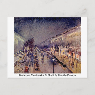 Cartão Postal Bulevar Montmartre na noite por Camille Pissarro