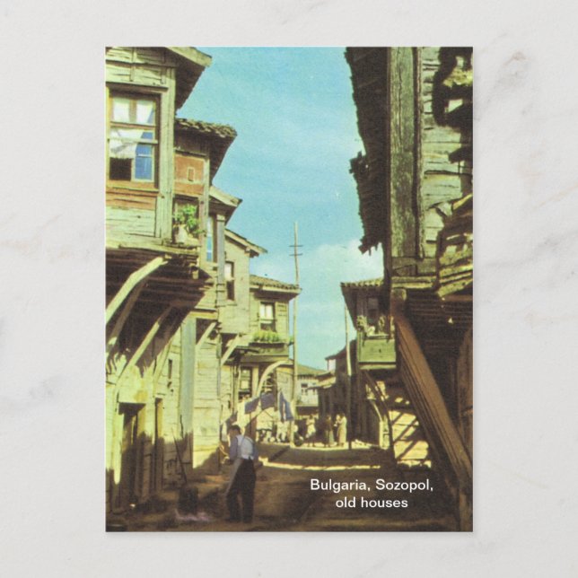 Cartão Postal Bulgária, Sozopol, casas antigas (Frente)