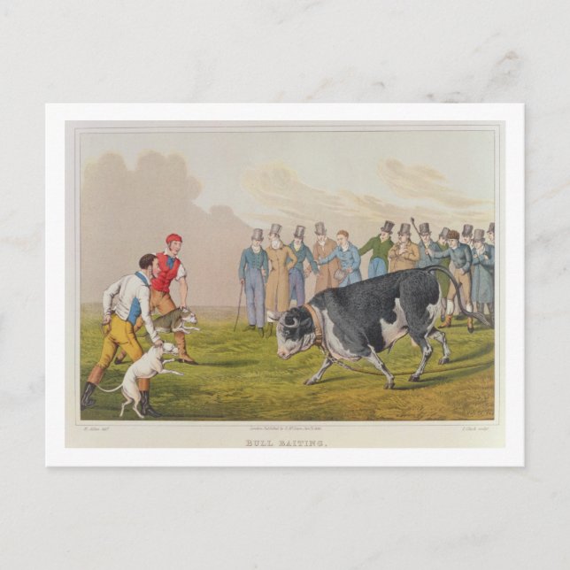 Cartão Postal "Bull Baiting", pub. de Thomas McLean, 1820, (impr (Frente)