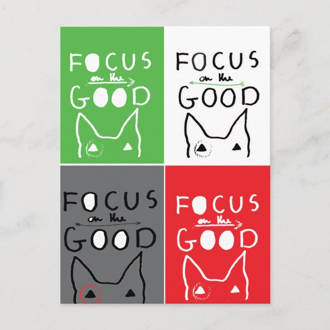 Cartão Postal Bull Terrier Pop Art Foco na citação BOM (Frente)