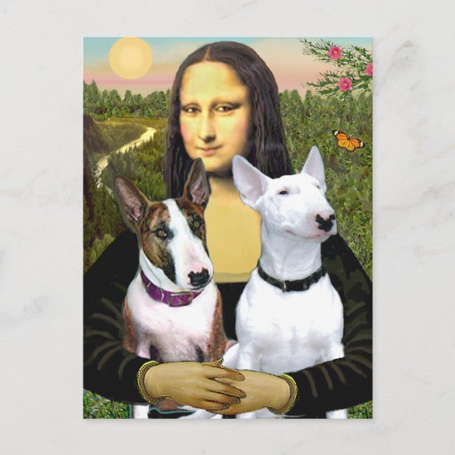 Cartão Postal Bull Terriers (Dois) - Mona Lisa (Frente)