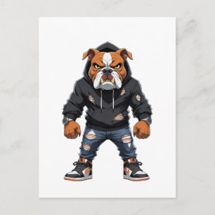 Cartão Postal Bulldog Alfa Urbano � Mascote de Estilo de Rua 