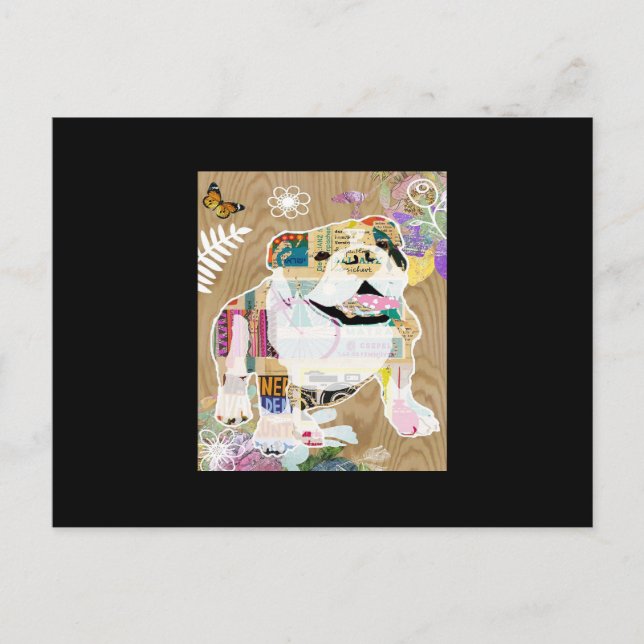 Cartão Postal Bulldog Collage (Frente)