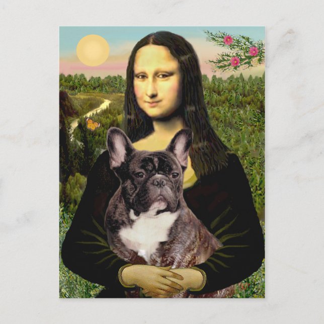 Cartão Postal Bulldog Francês (br10) - Mona Lisa (Frente)