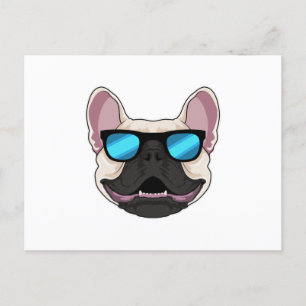 Cartão Postal Bulldog Francês com Óculos de Sol