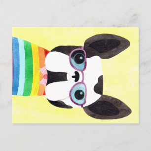Cartão Postal Bulldog francês no Rainbow T-shirt