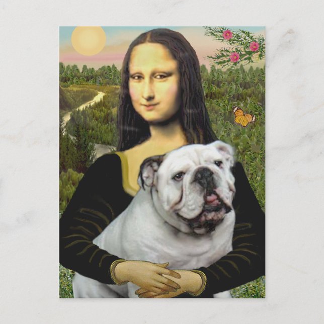 Cartão Postal Bulldog Inglês 9 - Mona Lisa (Frente)