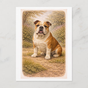 Cartão Postal Bulldog Inglês ao Estilo Vintage