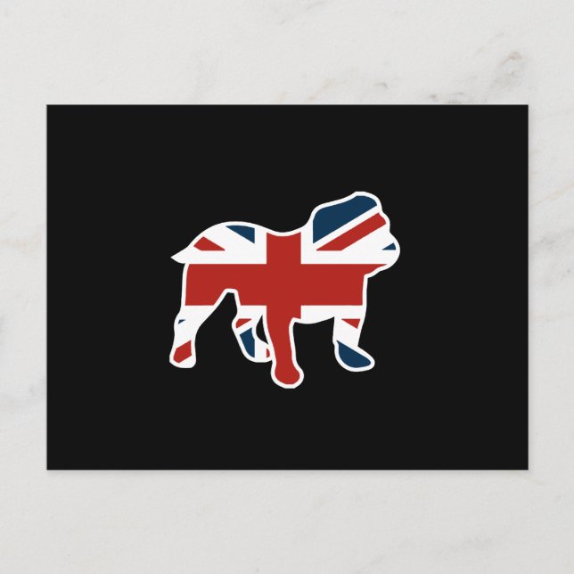 Cartão Postal Bulldog Inglês na Union Jack Flag (Frente)